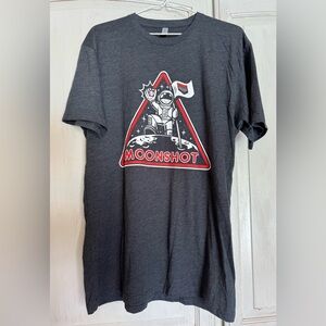 Next Level Apparel Charcoal T‑Shirt with Red & White Moonshot Graphic